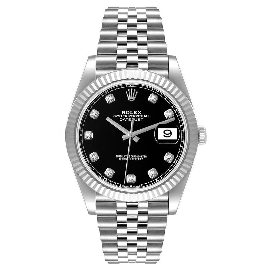 2022 Men's Rolex 41mm DateJust II Stainless Steel Watch with Black Diamond Dial and Fluted Bezel. (Unworn 126334)