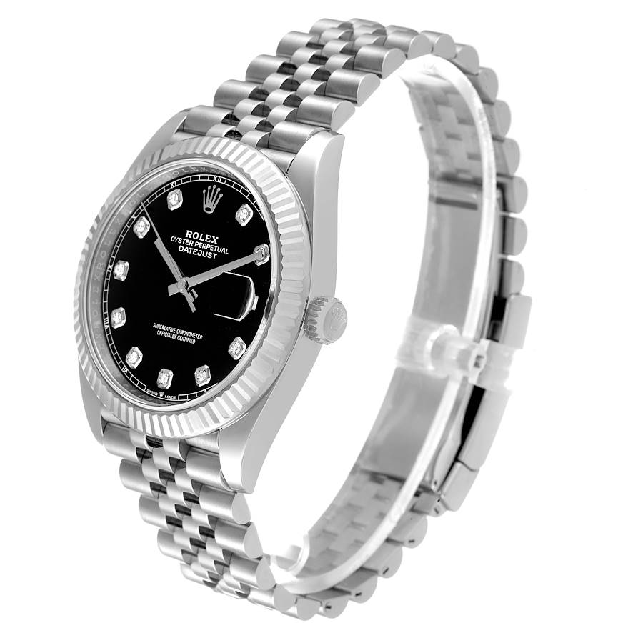 2022 Men's Rolex 41mm DateJust II Stainless Steel Watch with Black Diamond Dial and Fluted Bezel. (Unworn 126334)