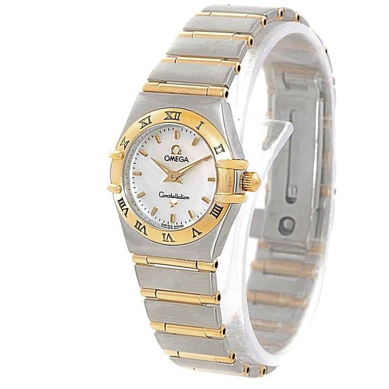 Ladies Omega Constellation 28mm Two Tone Watch with Quartz Movement, Omega Calibre 4061 and White Dial. (Pre-Owned)