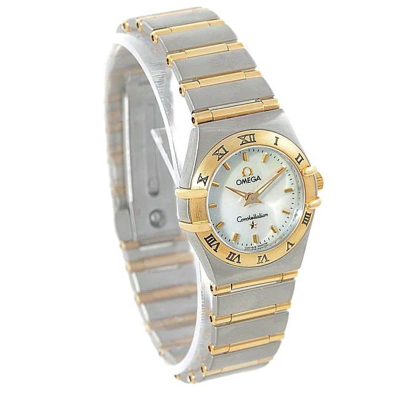 Ladies Omega Constellation 28mm Two Tone Watch with Quartz Movement, Omega Calibre 4061 and White Dial. (Pre-Owned)