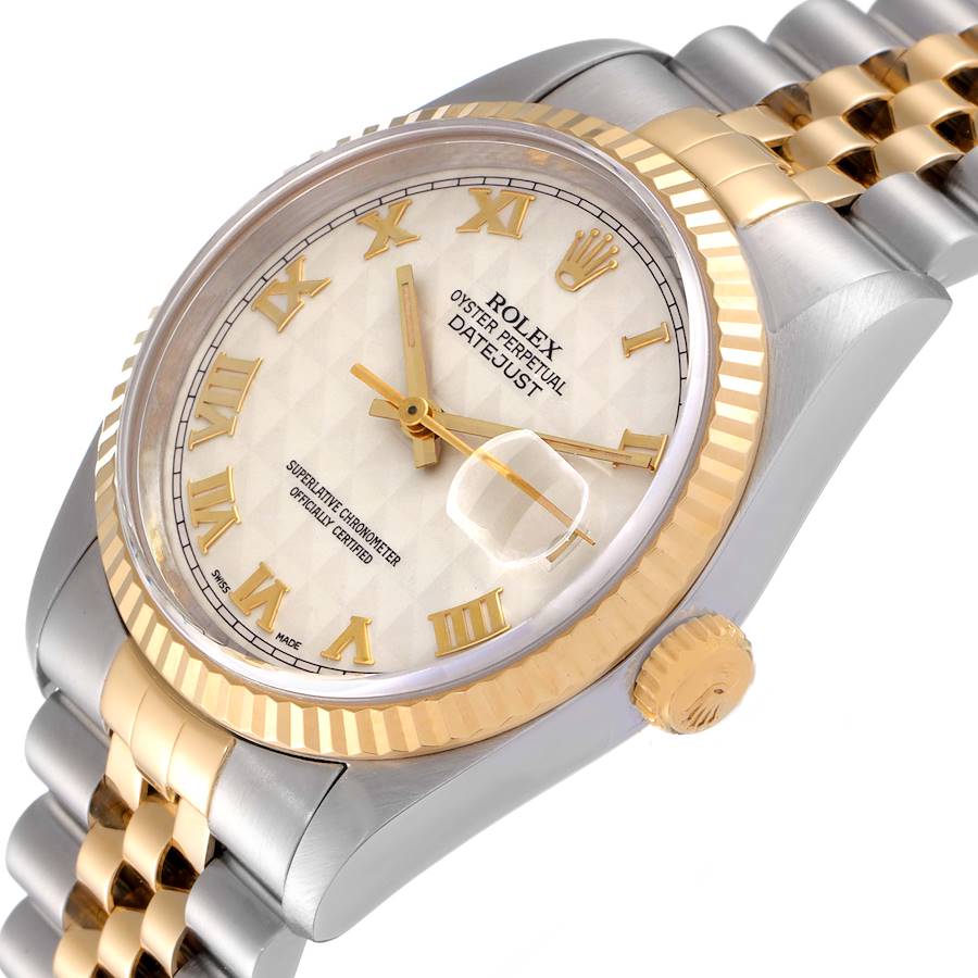 Ladies Rolex 26mm DateJust Two Tone 18K Gold / Stainless Steel Watch with 3D Gold Dial and Fluted Bezel. (Pre-Owned 16233)