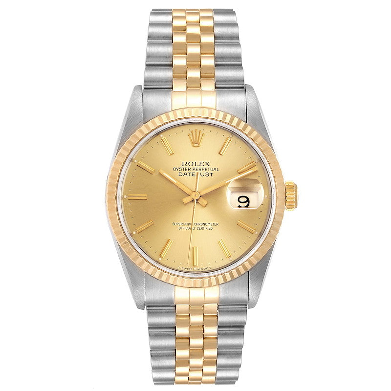 Women's Rolex 26mm DateJust Two-Tone 18K Gold Watch with Champagne Dial and 18k Fluted Bezel. (Pre-Owned)