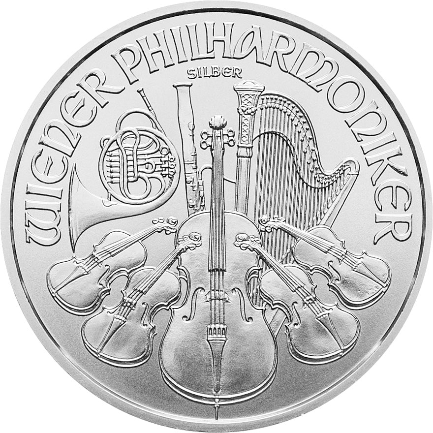 1.50 Euro Austrian 1 oz .999 Philharmonic Fine Pure Silver Coin. (TUBE OF 20)