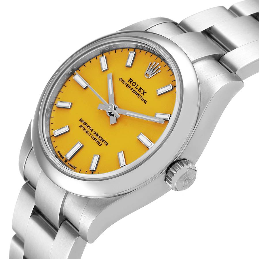 🏷️ PRICE CUT Unisex Midsize Rolex 31mm DateJust Stainless Steel Watch with Yellow Dial and Smooth Bezel. (Pre-Owned 277200)