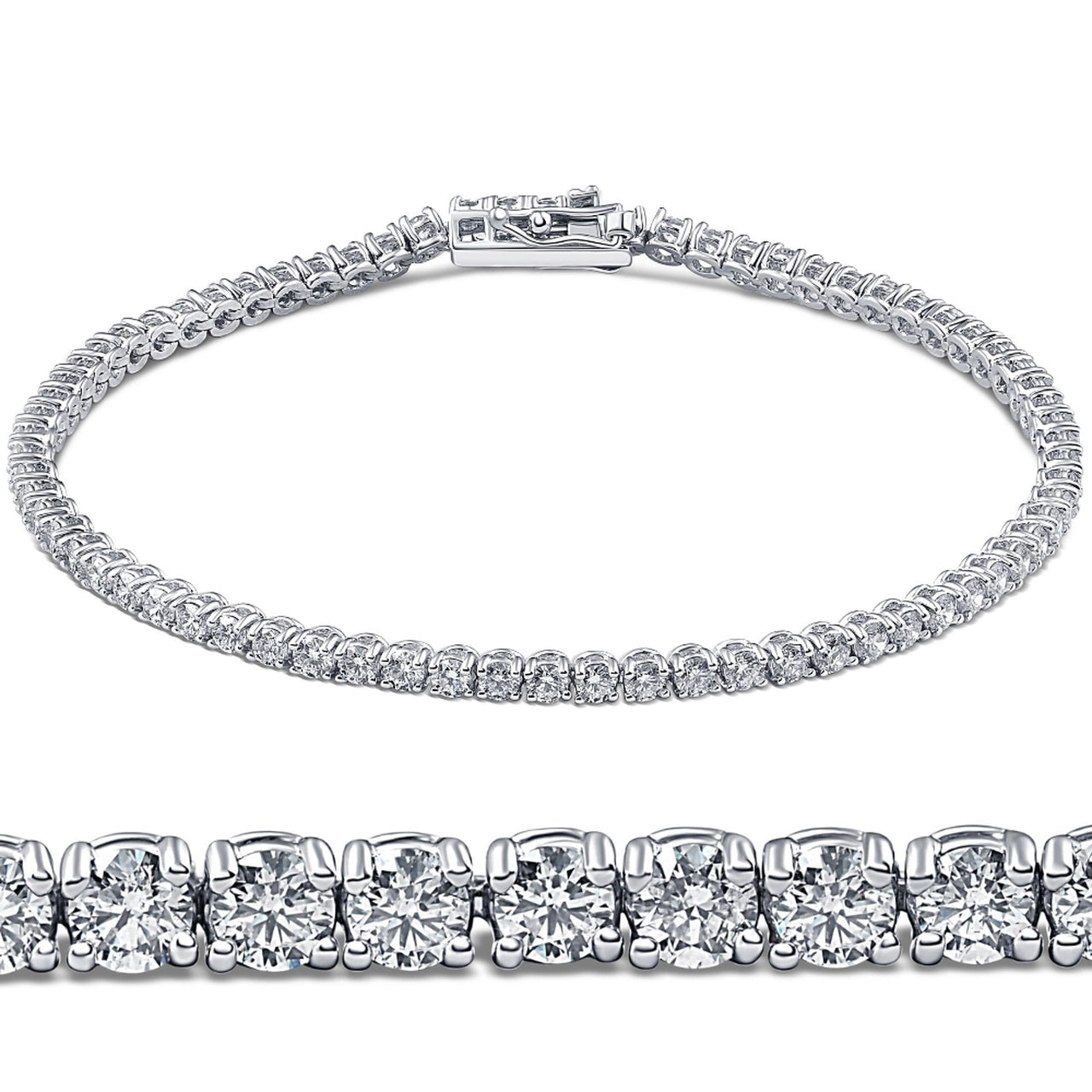 Women's 14K White Gold 3.50 Carat Total Weight Brilliant Diamond 8.0 GR Tennis Bracelet.