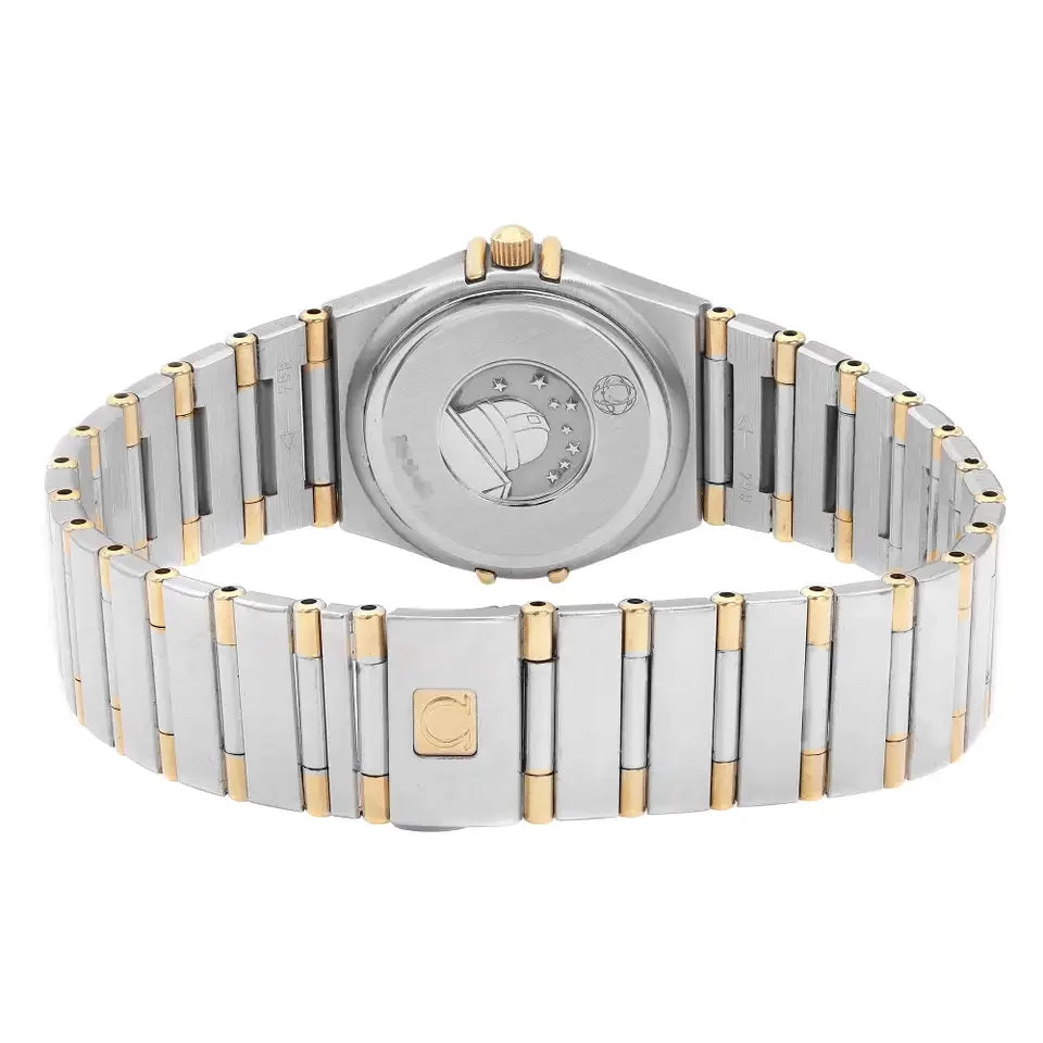 Ladies Omega 22mm Constellation 18K Two Tone Watch with Gold Dial and Fixed Roman Numeral Bezel. (Pre-Owned)