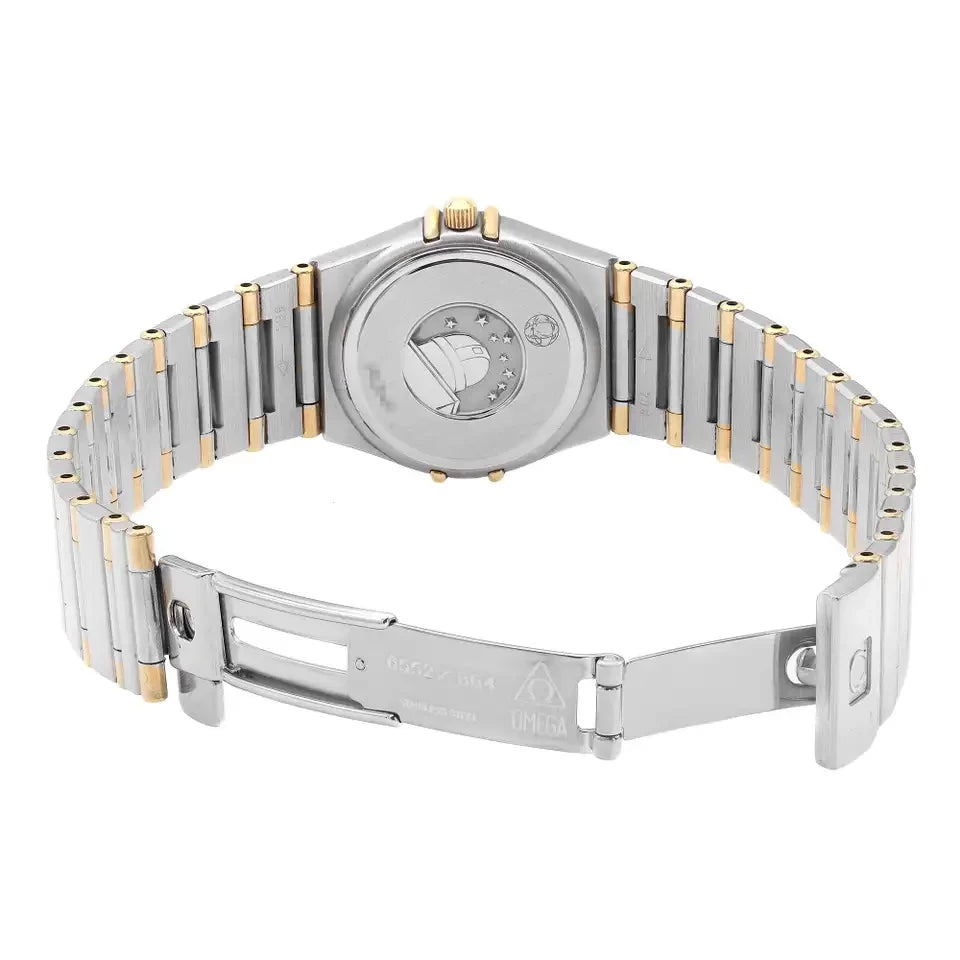 Ladies Omega 22mm Constellation 18K Two Tone Watch with Gold Dial and Fixed Roman Numeral Bezel. (Pre-Owned)