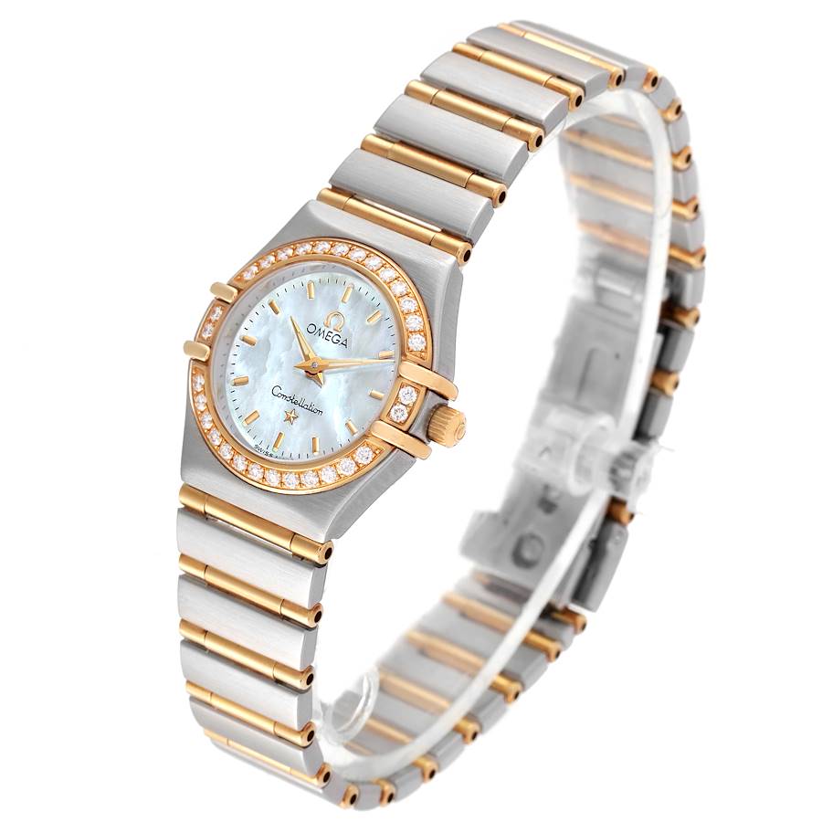 Ladies Omega 22mm Constellation 18K Two Tone Watch with Mother of Pearl Dial and Diamond Bezel. (Pre-Owned)